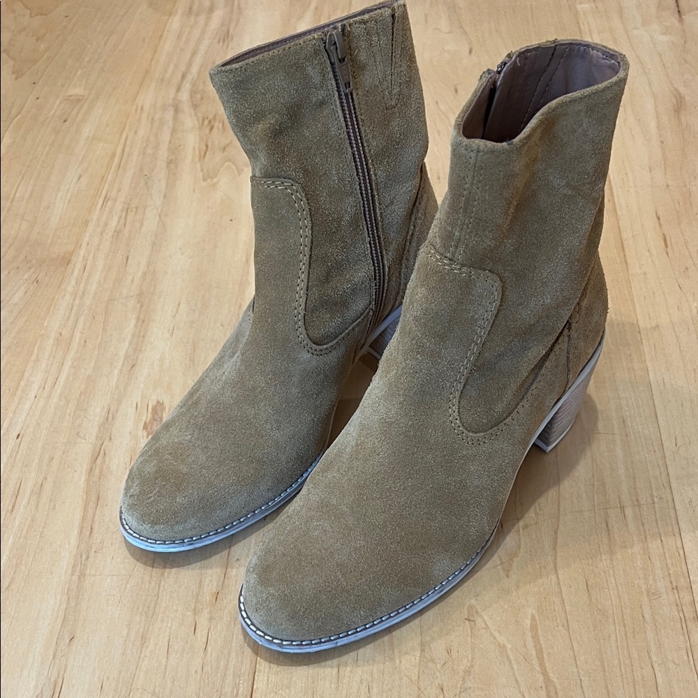 Crevo Tan Suede Ankle Booties